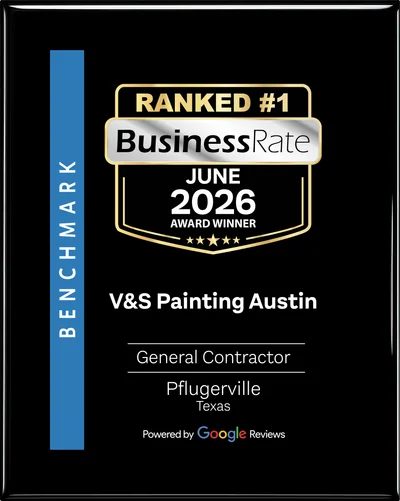 BusinessRate Ranked #1 General Contractor in Pflugerville, Texas, June 2026 Award Winner, powered by Google Reviews, awarded to V&S Painting Austin
